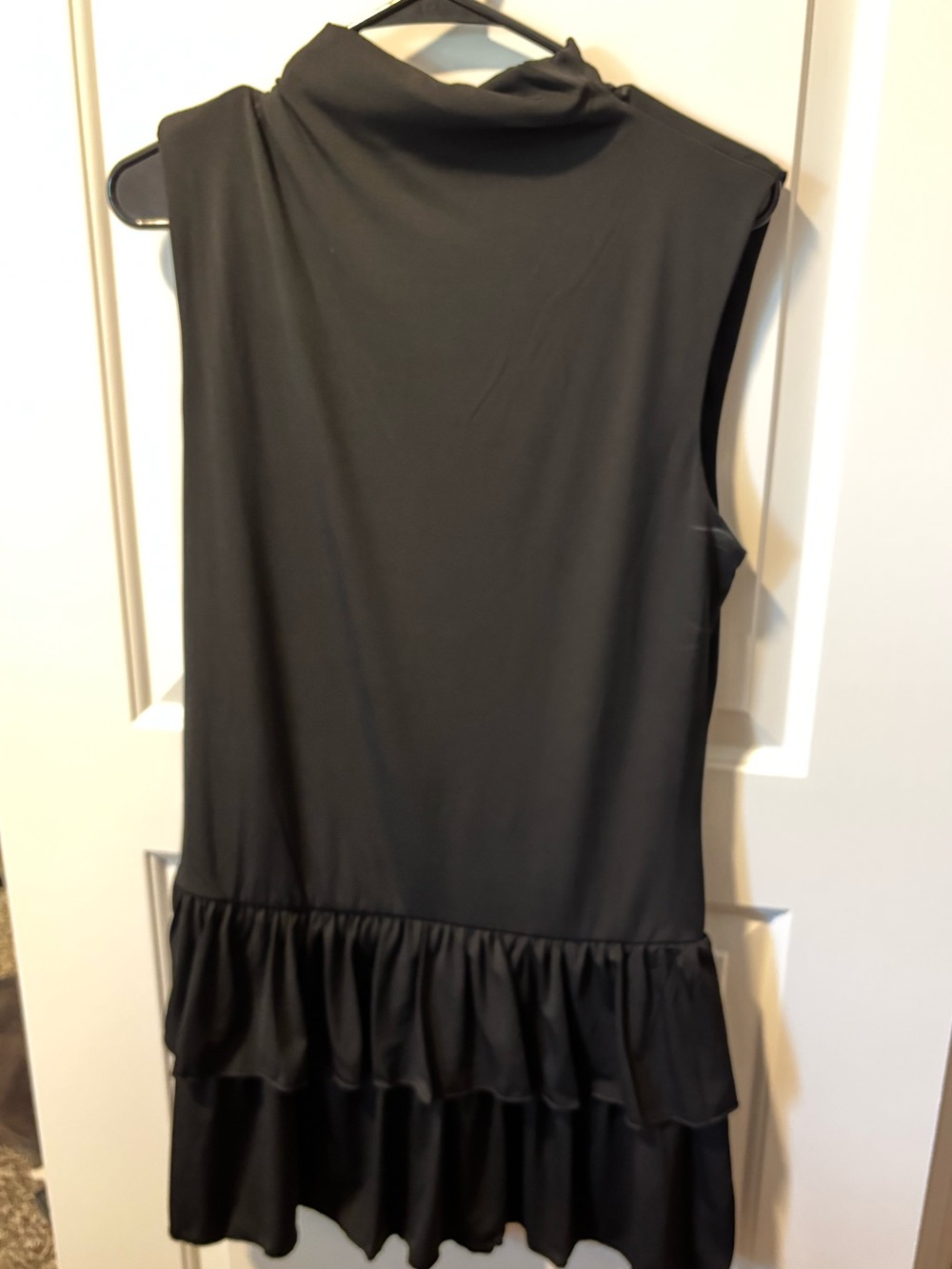wild fable Black Sleeveless Mock-Neck Ruffle-Hem Mini Dress